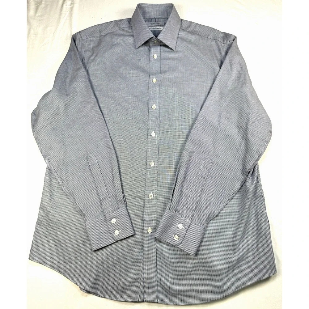 Charles Tyrwhitt Button Up Shirt Mens 16 1/2 /36 Navy Check Non Iron Classic Fit